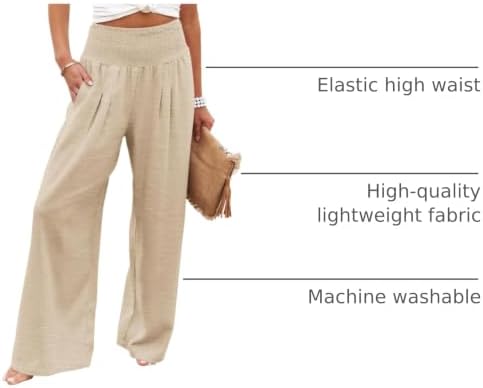 Angerella Womens Elastic High Waisted Palazzo Pants Casual Wide Leg Long Lounge Pant Trousers with Pocket - Image 4