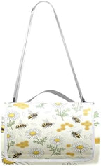 MNSRUU Picnic Blanket Waterproof Foldable, Honey Bee Flower Large Outdoor Picnic Beach Camping Blanket Travel Mat, Shoulder Strap Tote, Rectangle 57x59in - Image 7