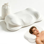 Cloud Pillow, Ergonomic Memory Foam Pillow, Cervical Neck Support & Pressure Relief, Cooling Breathable Cover, Sleep Relaxer for Side, Back & Stomach Sleepers by Unknown