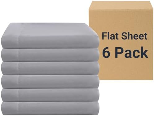 ZPECC Full Flat Sheets Only Light Gray 6 Pack, Color-Coded Hem Threads by ZPECC-ABrandThatHasBeenFocusedOnBeddingFor20Years