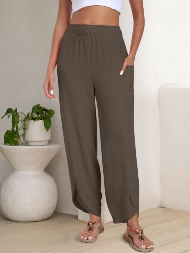 ANRABESS Womens Wide Leg Palazzo Capri Barrel Pants Cropped Trousers - Image 3