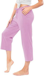 Sexy Basics Women's 100% Cotton Lounge Pants | Capri Style Pajama Sleep Bottoms | Drawstring & Pockets |Multi-Packs & Colors - Image 3