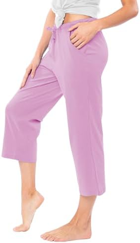 Sexy Basics Women's 100% Cotton Lounge Pants | Capri Style Pajama Sleep Bottoms | Drawstring & Pockets |Multi-Packs & Colors - Image 3