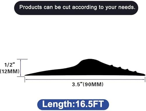 ToLanbbt 16.5Ft/5M Universal Garage Threshold Seal Strip with 300ml Black Adhesives, Garage Door Bottom Weatherproof Strip Rubber DIY Weather Stripping Replacement (Black) - Image 2