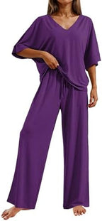 Ekouaer Pajama Sets Womens 2 Piece Short Sleeve Long Pants Pjs Lounge Set by EKOUAER
