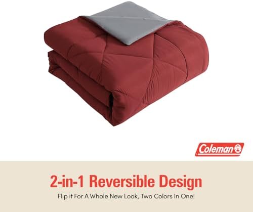 Coleman Comforter Set Full Size Reversible Bed-in-a-Bag– Double-Sided Color Options, All-Season Comforter + Shams + Sheets – Perfect for Home, Cabin or Camp Use, Burgundy/Gray - Image 3