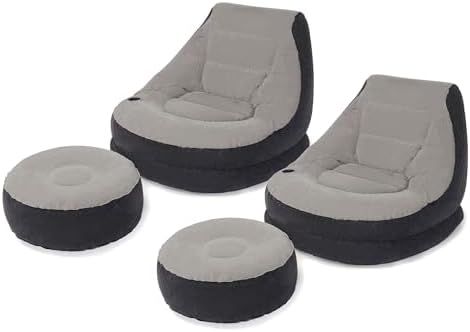 Intex Inflatable Ultra Lounge Chair with Cup Holder and Ottoman Set (2 Pack) by Unknown