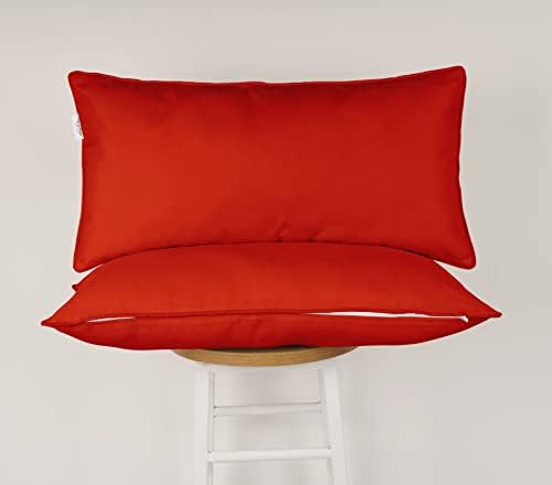 Indoor/Outdoor Polyester Fabric Lumbar Pillow Cover, All-Weather Waterproof Rectangular Cushion Case for Patio Furniture, 16 x 24 Set of 2 -Red - Image 6