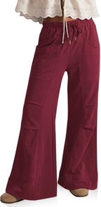 TARSE Womens Wide Leg Lounge Pant Baggy Flare Elastic Waist Sweatpants by TARSE