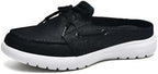 Buyrew Mules for Women with Arch Support - Lightweight Washed Cotton Sneaker Mules - Breathable Walking Flats, Comfortable Slip On Shoes for Business Casual, Office, Travel by Buyrew