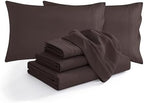 Elegant Comfort Luxury Soft 1500 Premium Hotel Quality Microfiber Wrinkle and Fade Resistant Cozy 6-Piece Bedding Set, Easy All Around Elastic Fitted Sheet, Deep Pocket, Queen, Chocolate Brown by ELEGANTCOMFORT