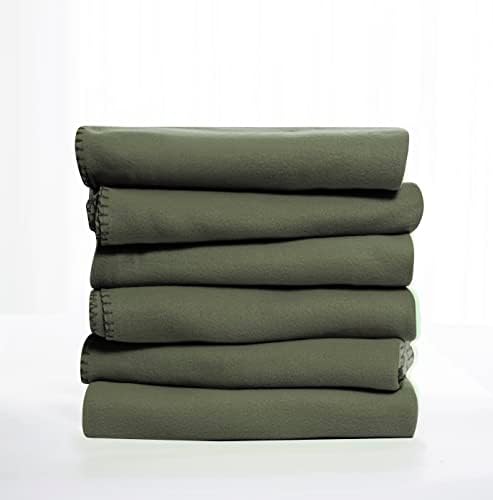 Fleece Throw Blanket Set Bulk for Travel Kids Outdoor Wedding Pet (Olive Green, Pack of 6 50x60 Inches) - Image 2