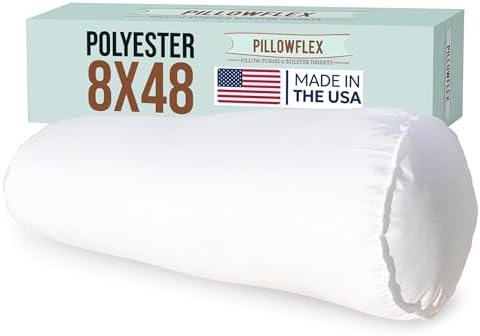 Pillowflex White Bolster Pillow Insert 8x48 in - Soft White Decorative Sham by Pillowflex