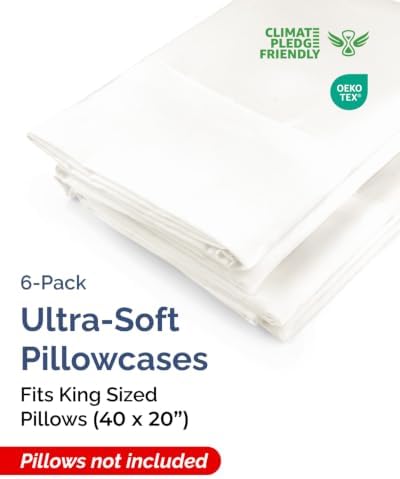 King Pillow Cases - 6 Pack Pillowcase Covers - 20" x 40" (Antique White) - Image 2