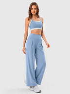 Wide Leg Yoga Pants for Women with Pockets, High Waist & Front Pleated Casual Lounge Palazzo Trousers for Workout - Image 2