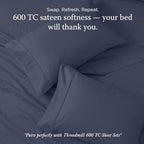 Threadmill 600 Thread Count Cotton King Pillowcases, Sateen, Folkstone Blue - Image 4