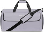 Travel Garment Bag Suit Bags for Men with Shoulder Strap & Shoes Compartment, Water Resistant Carry On Garment Duffle Bag - 2 in 1 Hanging Suit Garment Bags for Travel, Grey by ENZOSUM