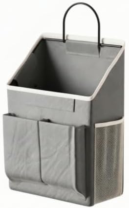 Hanging Bedside Storage Organizer Sturdy Bedside Storage Bag with Mesh Pockets Stable Textile Hanging Organizer with Metal Hook for Reading Corners, Gray by Unknown
