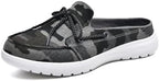 Buyrew Mules for Women with Arch Support - Lightweight Washed Cotton Sneaker Mules - Breathable Walking Flats, Comfortable Slip On Shoes for Business Casual, Office, Travel by Buyrew