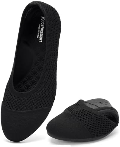 konhill Women's Ballet Flats, Knit Walking Casual Shoes, Comfy & Washable by konhill