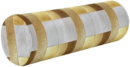 Outdoor Bolster Pillow Neck Roll Pillow Round Pillow for Back Cylinder Throw Pillows Cylinder Pillow Covers with Zipper Gold Stripe by Caihoyu