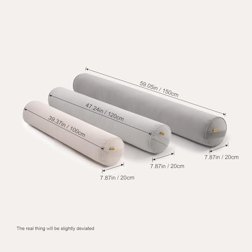 Body Pillow for Adults,Long Round Pillow,Big Cylindrical Pillow,Large Full Bolster Pillows for Side Sleepers (Silver Gray, 59"*7.87") - Image 3