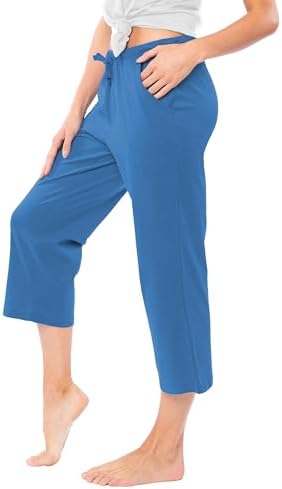Sexy Basics Women's 100% Cotton Lounge Pants | Capri Style Pajama Sleep Bottoms | Drawstring & Pockets |Multi-Packs & Colors - Image 3