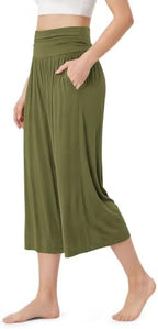 ODODOS Women's Wide Leg Palazzo Lounge Cropped Pants with Pockets Light Weight Comfy Pajama Capri Pants-20/22"/ 24" Inseam by ODODOS