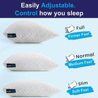 Sidney Sleep Adjustable Bed Pillow for Neck and Shoulder Support with Extra Shredded Fill - Cervical Contour Pillow for Side and Back Sleepers. Standard Size 19" x 26" CertiPUR-US Certified (White) - Image 2
