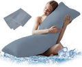 DOWNCOOL Large Body Pillow Insert with Cooling Cover - Soft Long Bed Pillow for Summer - Breathable Full Body Pillow for Adults - 20x54 inch (Grey, with Cover) by DOWNCOOL