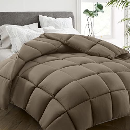 HYLEORY All Season King Size Bed Comforter - Cooling Down Alternative Quilted Duvet Insert with Corner Tabs - Winter Warm - Machine Washable - Taupe by HYLEORY-YourBeddingExpert