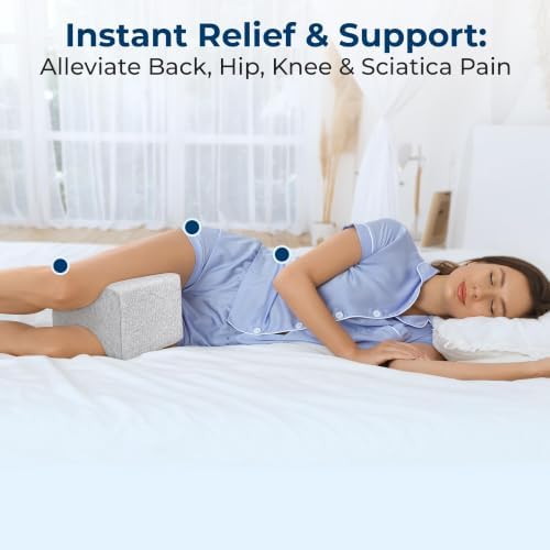 5 STARS UNITED Knee Pillow for Side Sleepers - Hip Pain Relief, Memory Foam Leg Cushion for Side Sleeping - Between Legs Pillow for Sciatica & Lower Back Pain, Gray Cotton Cover - Image 6