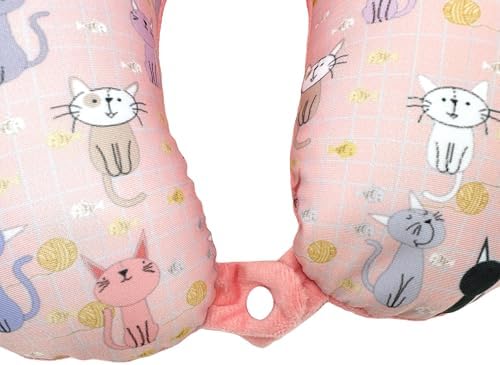 Bookishbunny 2pcs Micro Bead Set U Shaped Neck Travel Pillow 12" x 12" x 4" and Roll Back Pillow Cushion 13" x 7", Various Designs (Cat) - Image 5