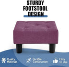 BRIAN & DANY Small Foot Stool, Linen Foot Stools with Legs, Stable Small Footstool for Living Room, Purple - Image 4