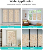 Window Privacy Film Frosted, Orange Pumpkins Fall Non-Adhesive Static Cling Window Tint, Thanksgiving Tropical Palm Rustic Insulated Windows Frosted Films for Living Room, 35.4 x 78.7 Inches - Image 7