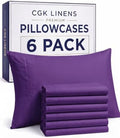 King Pillow Cases - 6 Pack Soft Pillowcase Covers - 20" x 40" (Purple) by CGKUnlimited