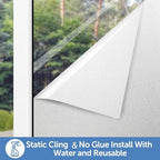 HIDBEA Frosted Window Privacy Film, Non Adhesive, 35.4 x 78.7 Inch - Image 3