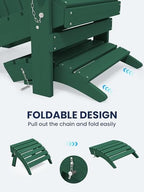 KINGYES Folding Adirondack Ottomans Set of 4 for Adirondack Chair, Green - Image 5