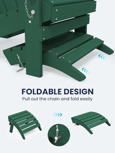 KINGYES Folding Adirondack Ottomans Set of 4 for Adirondack Chair, Green - Image 5