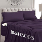 Mocassi Full Size 4-Piece Bed Sheet Set - 1800 Premium Hotel Quality Microfiber 18-24 Inches Extra Deep Pocket Fitted Sheet- Luxury Soft, Breathable, Wrinkle, and Fade Resistant, Purple by MocassiLuxuryBedding
