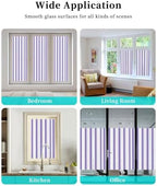 Window Privacy Film Frosted, Purple Striped Reusable Static Cling Window Tints, Farmhouse Vertical Stripes Geometric Heat Control Windows Films for Offices, Balcony, 29.5 x 118 Inches - Image 7