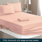 Mocassi King Size 4-Piece Bed Sheet Set - 1800 Premium Hotel Quality Microfiber 18-24 Inches Extra Deep Pocket Fitted Sheet- Luxury Soft, Breathable, Wrinkle, and Fade Resistant, Blush Pink - Image 4