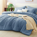 CozyLux Full Size Comforter Set Grayish Blue, 7 Pieces Bed in a Bag by CozyLux