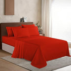 Elegant Comfort Luxury Soft 1500 Premium Hotel Quality Microfiber Wrinkle and Fade Resistant Cozy 6-Piece Bedding Set, Easy All Around Elastic Fitted Sheet, Deep Pocket, Queen, Red - Image 3
