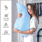 Suatien Mulberry Silk Pillow Cases 2 Pack King Size, Sky Blue - Image 3