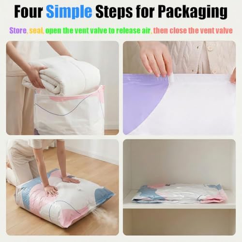 4 Sets Cube Compression Space Saver Bags, No-Pump 3D Vacuum Storage Bags - Image 4
