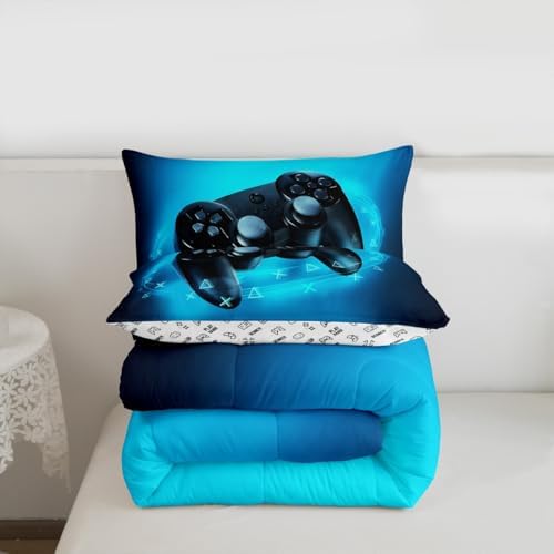 Erosebridal Gamer Comforter Set for Boys Teens Blue Gaming Bedding Set Video Game Bedding Home Decor for Kids Comforter Twin Size 2 Pieces Quilted Duvet Set 1 Comforter with 1 Pillowcase - Image 7