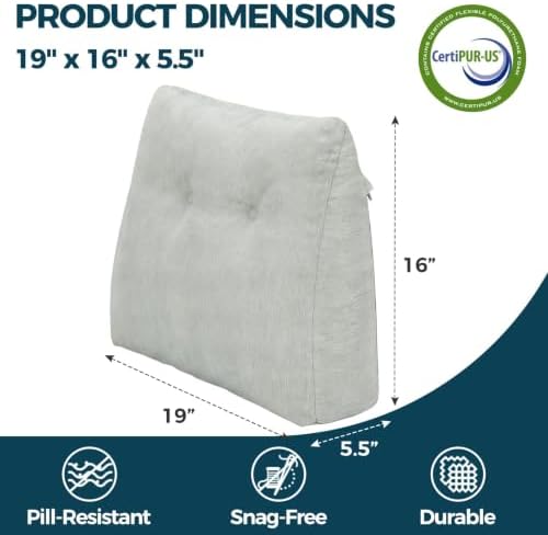 Back Support Pillow for Recliner Soft Dual Layer Lumbar Support Pillow with Shredded Memory Foam Ergonomic Orthopedic Couch Lumbar Cushions for Elderly Lower Back Pain Relief Light Grey - Image 6