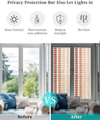 Window Privacy Film Frosted, Colorful Boho Reusable Static Cling Window Tints, Middle Century Geometric Abstract Art Heat Control Windows Films for Offices, Balcony, 29.5 x 118 Inches - Image 6