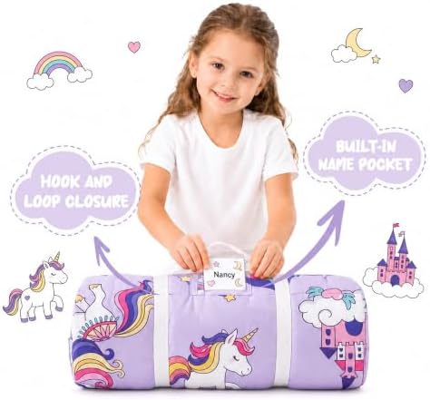 Nap Mat for Toddlers Girls, Kids Sleeping Bag, Unicorn - Image 4